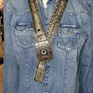 Vintage Ariat Leather Belt with Silver Buckle